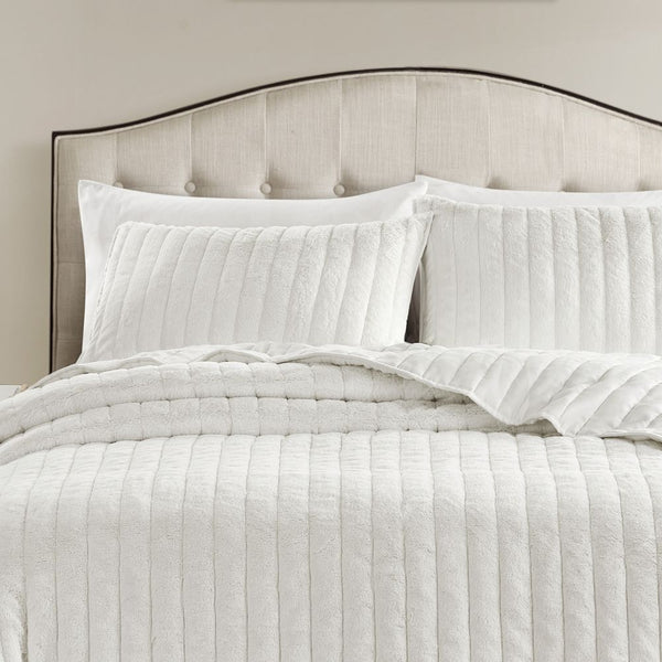 Ultra Soft Faux Fur Plush Reversible Melange 3 Piece Comforter Set