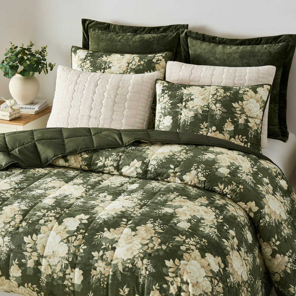 Wonderful Crushed Velvet Floral Comforter Set – Luxurious 3-Piece Bedding